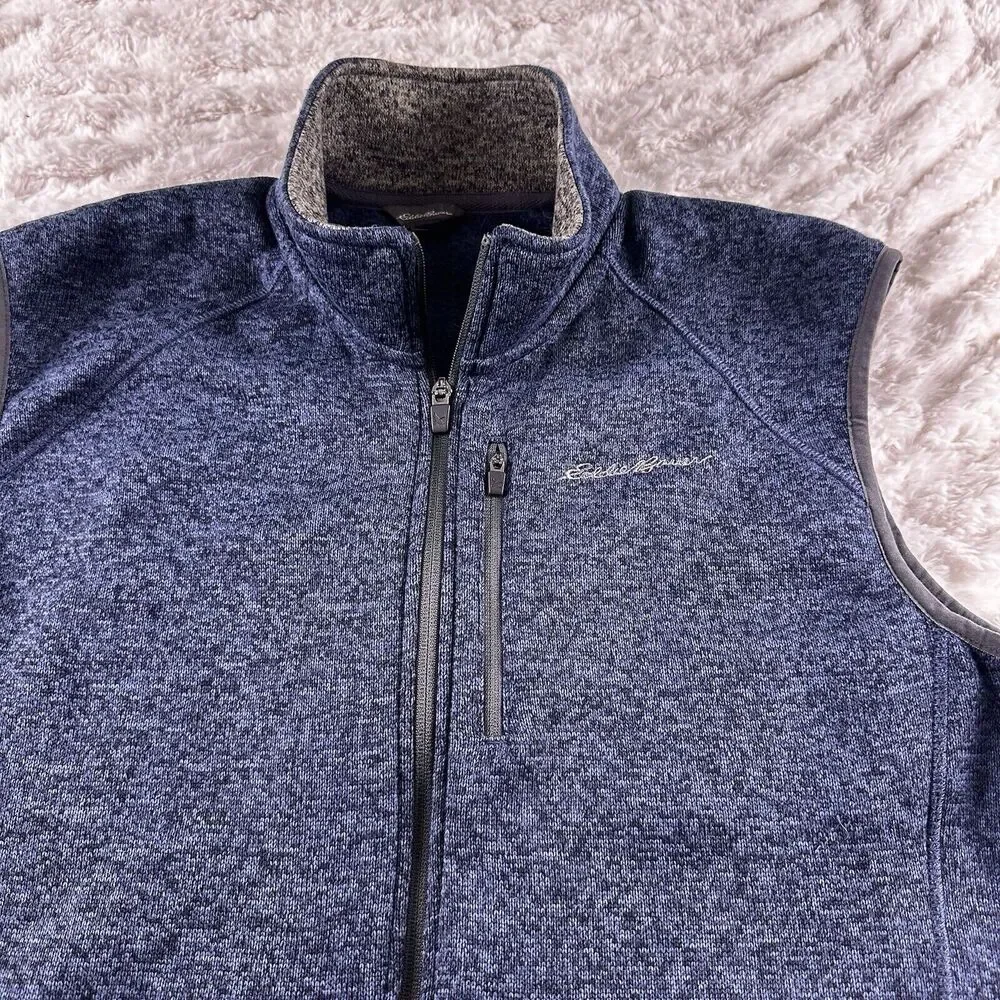 Eddie Bauer‎ Fleece Vest Mens Blue XL Outdoor Hiking Casual Sleeveless Full Zip